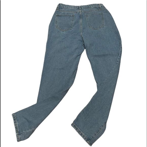 Shein Distressed High Rise Mom Jeans Blue Large - Picture 4 of 9